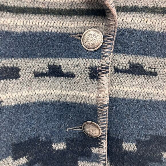 Vintage 90s Casual Corner Blue Gray Southwestern Wool Blend Lined Blazer Coat - Picture 6 of 8